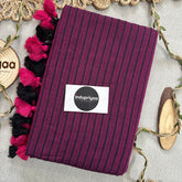 Indupriyya Wine Color Mulmul Cotton Saree